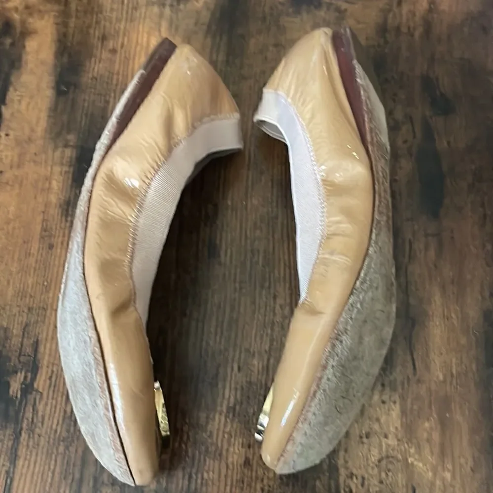 Tory Burch Nude Patent Caroline Ballet Flats Size 5